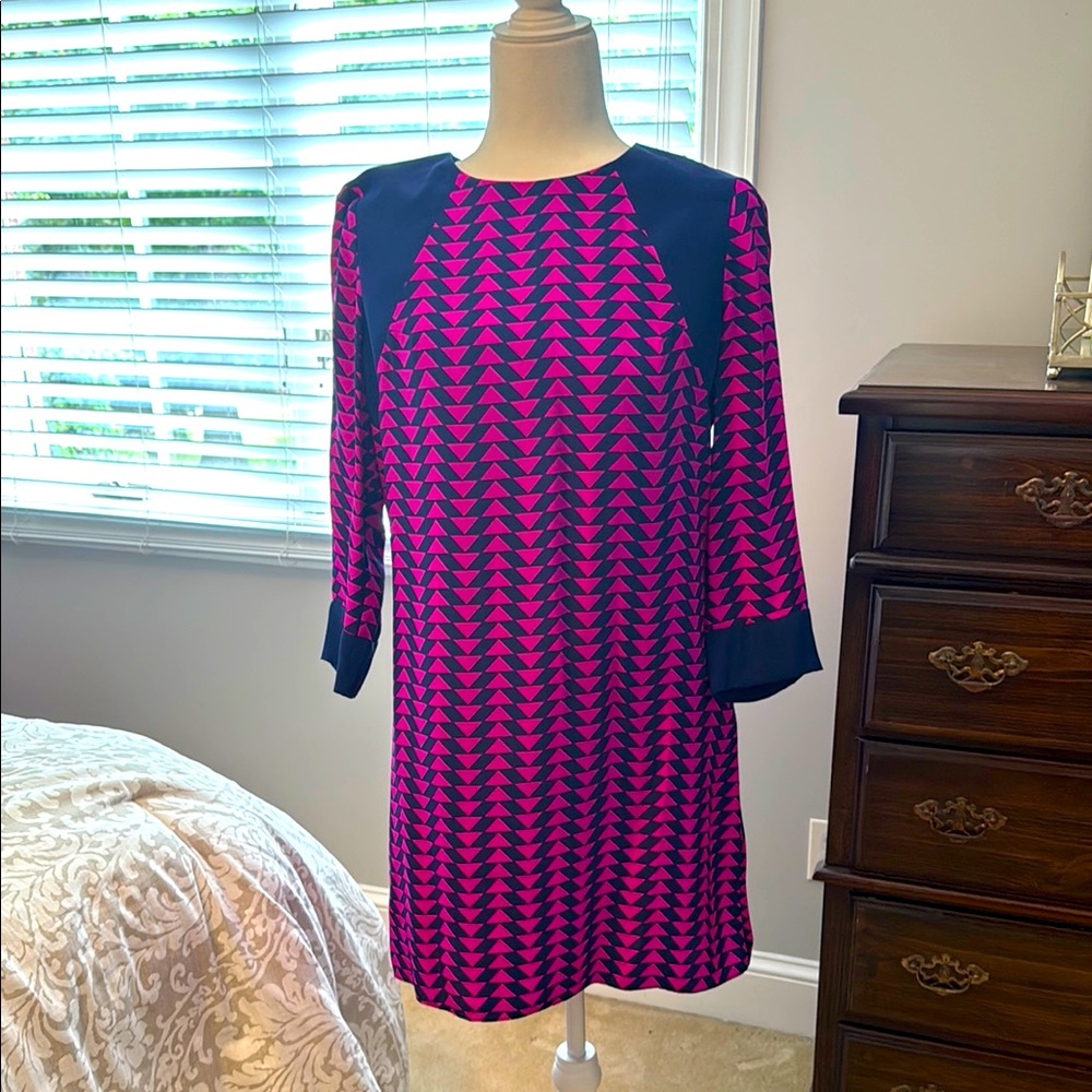 Alice and Tricia Pink and Navy blue Geometric Dress